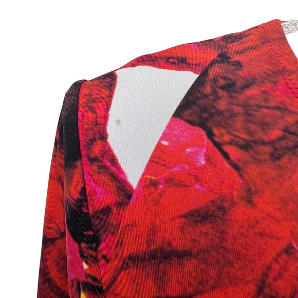 Preen By Thornton Bregazzi 3/4 Sleeve Patterned Bodycon Dress Red Black Size XS - Picture 8 of 14